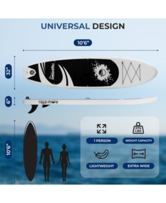 Free-Flow Welded Inflatable Stand-Up Paddle-Board with Double-Action Hand Pump, 3-Shaft Aluminum Paddle, Leash, Fin, Repair Kit