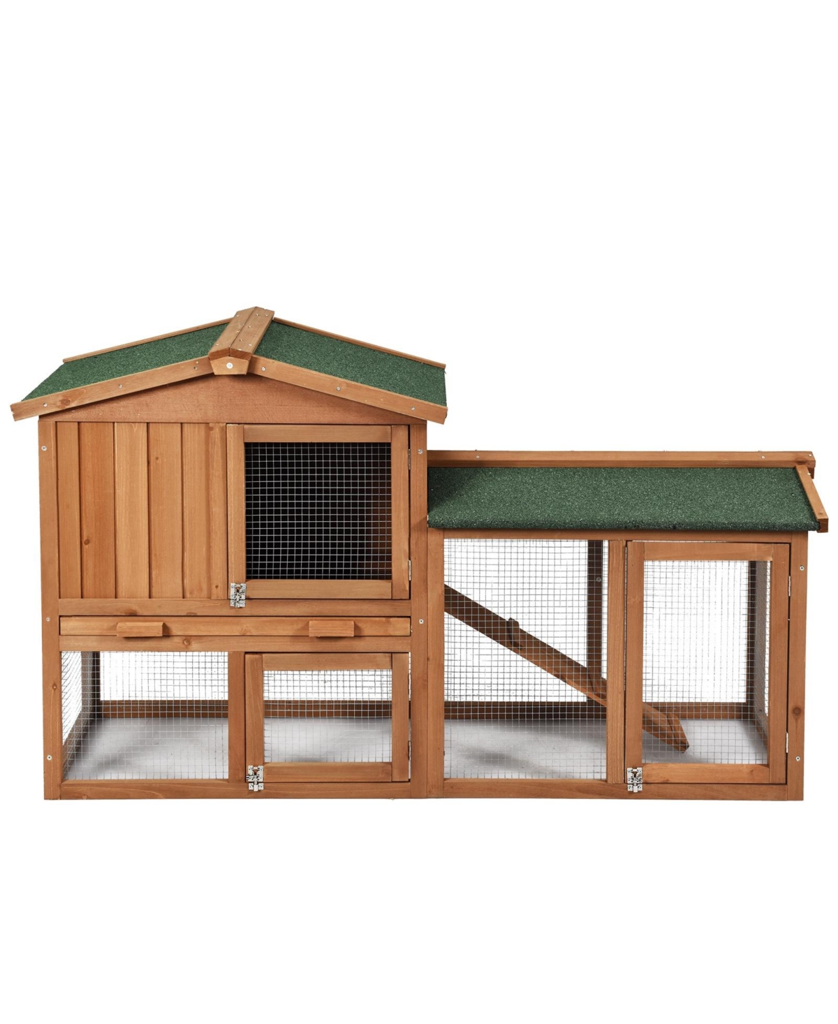 58 Inch Weatherproof Wooden Rabbit Hutch - Brown
