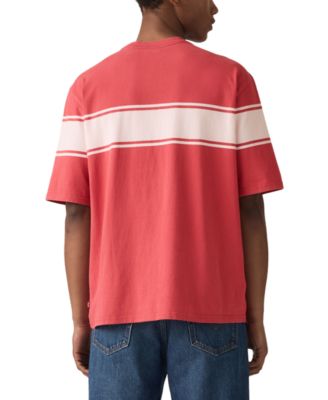 Men's Relaxed Fit Half Sleeve Striped-Chest T-Shirt
