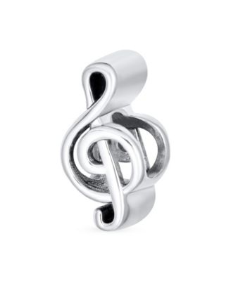 Set of 2 Grand Piano & G Clef Musician Charm Bead Oxidized Sterling Silver