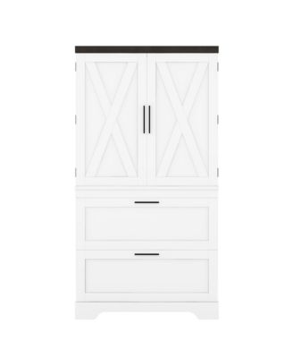 Modern Farmhouse Wooden Cabinet With Sturdy Frame Storage Divider Drawers For Living Room Office