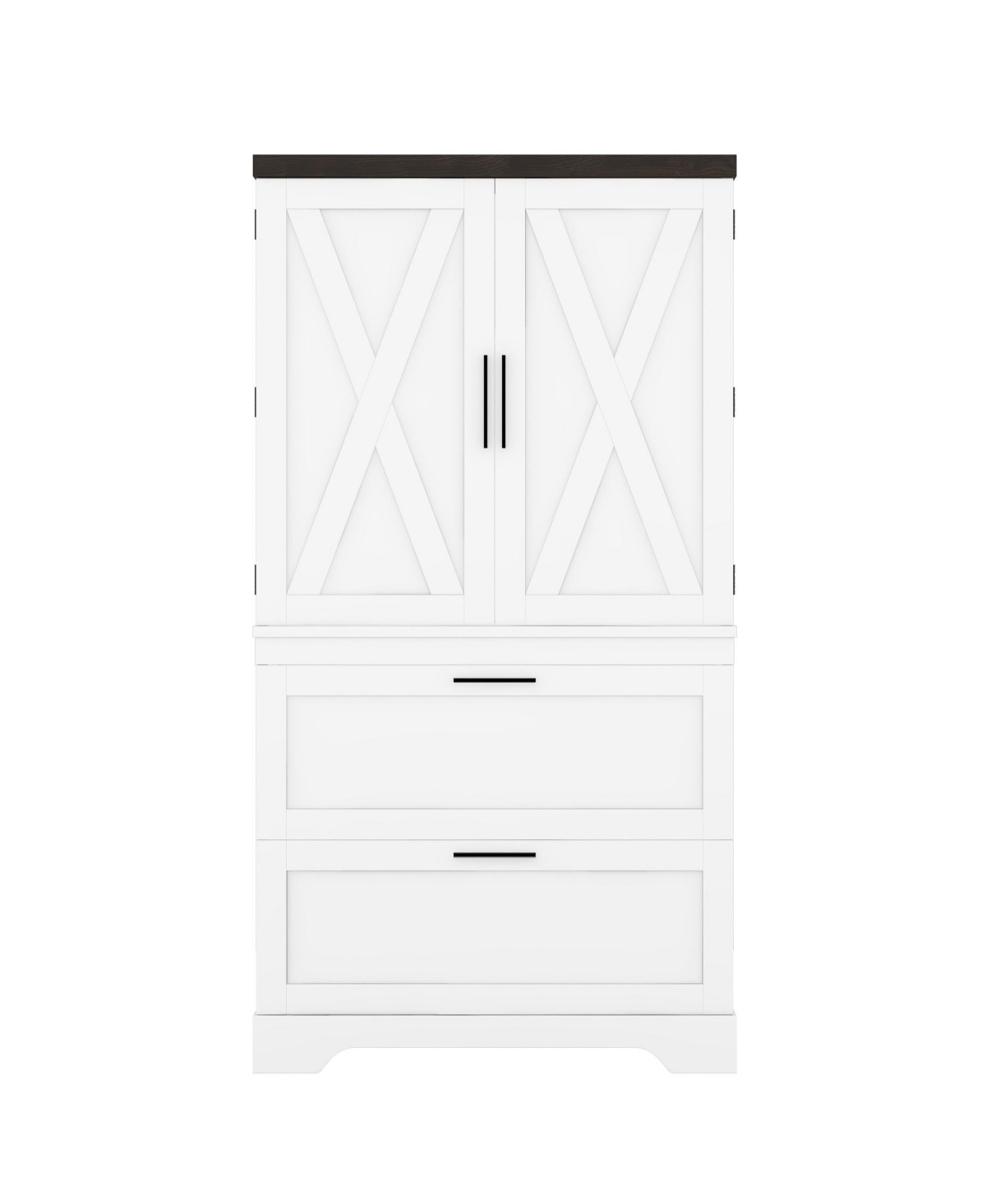 Modern Farmhouse Wooden Cabinet with Sturdy Frame, Storage Divider & Drawers for Living Room and Office - Beige