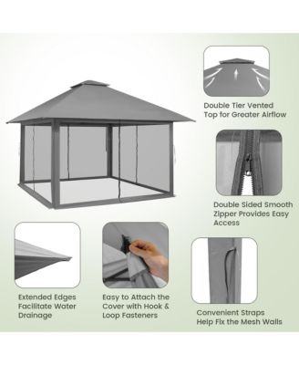 Outdoor Patio 13' x13' Pop Up Canopy Tent UV50+ Adjust Sun Protection w/ Mesh Sidewall