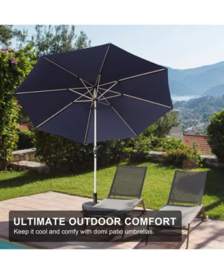 Outdoor 9FT Patio Table Waterproof Umbrella with Push Button Tilt and Crank with 8 Sturdy Ribs
