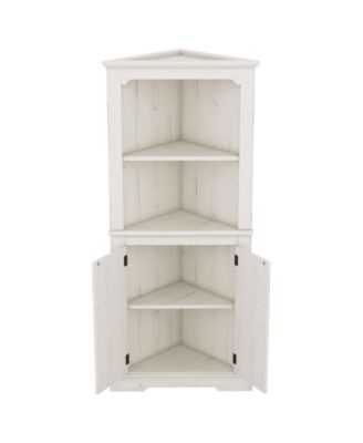 Tall Corner Cabinet with Doors, Multi-Room Storage for Living Room, Bathroom, Dining Room, Kitchen