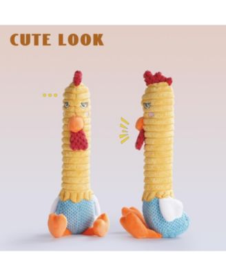 2 in 1 Chicken Lives Twice Dog Toy, Cute Stuffed Toys with Large Durable Rubber Squeaky Core