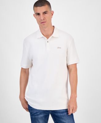 GUESS - Minimal Logo Short Sleeve Textured Polo Shirt