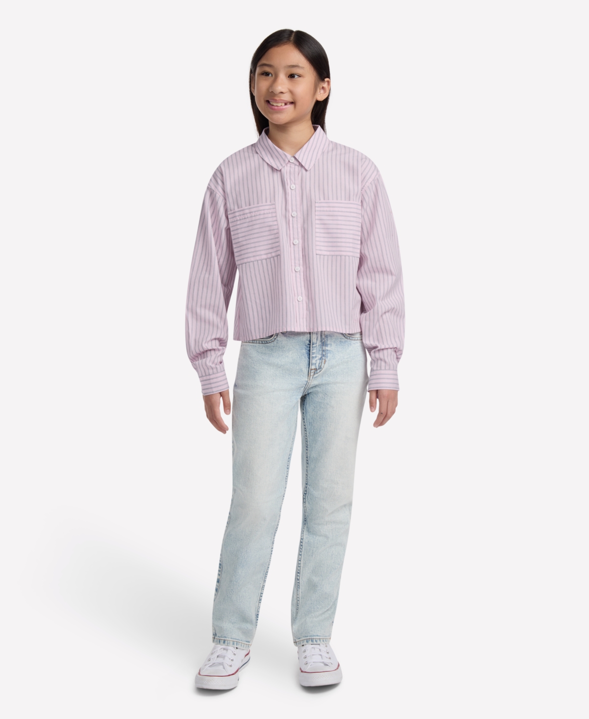 Abercrombie Girls Button Front Boxy Shirt In Pink
