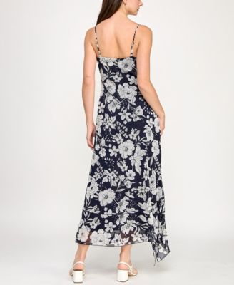 Juniors' Printed V-Neck Sleeveless Maxi Dress 