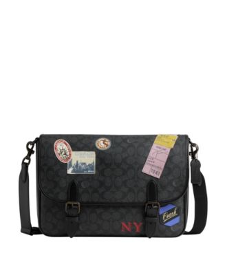 【COACH】Hitch Messenger Bag ヒッチ メッセンジャー バッグ COACH Men's Hitch Signature Canvas with Patches Messenger