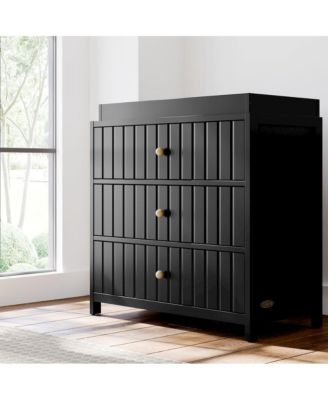 Teddi 3 Drawer Chest with Changing Table Topper (Black)