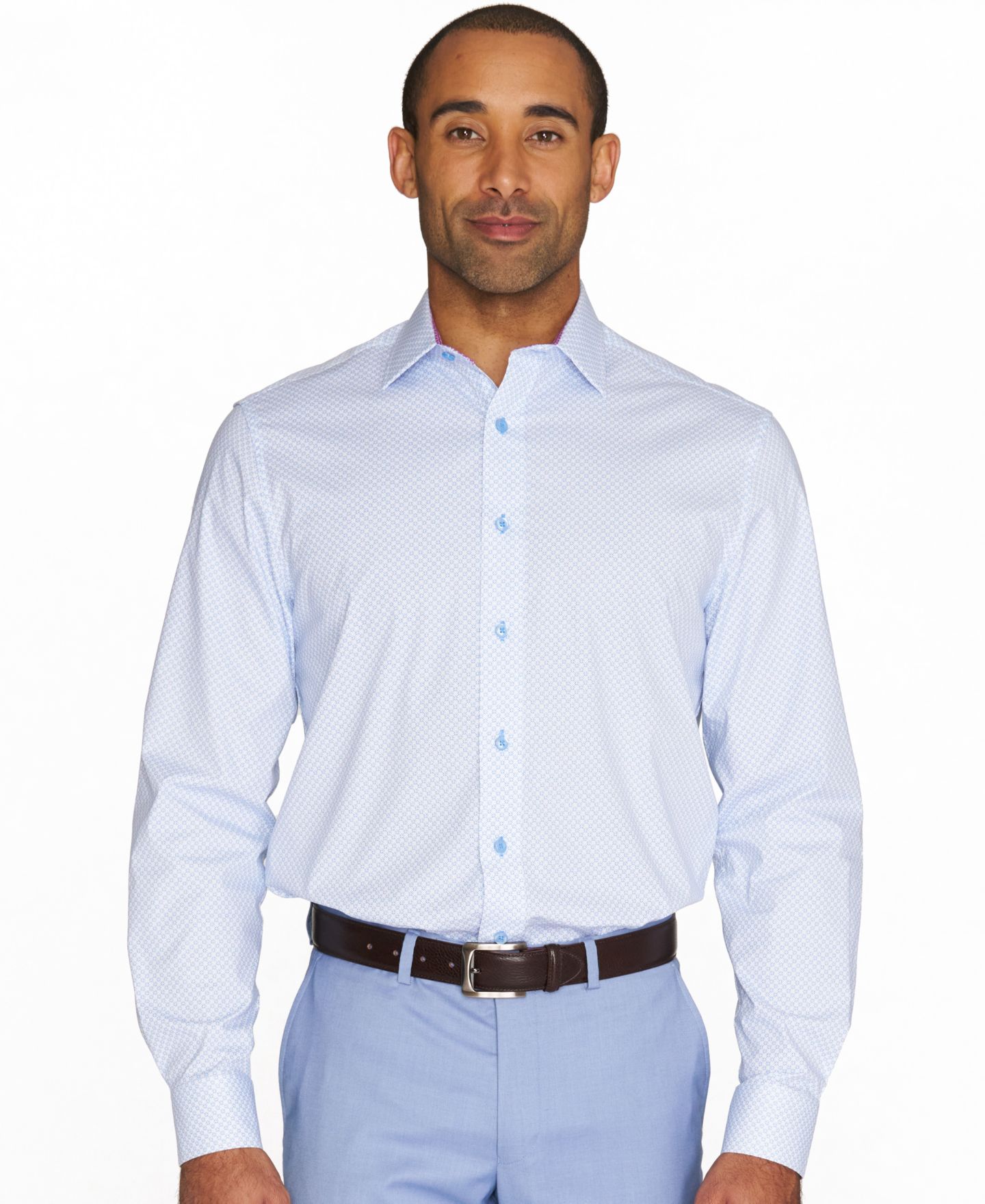Мужская рубашка Nick Graham Four-Leaf Clover Dress Shirt, цвет: Синий — фото 2