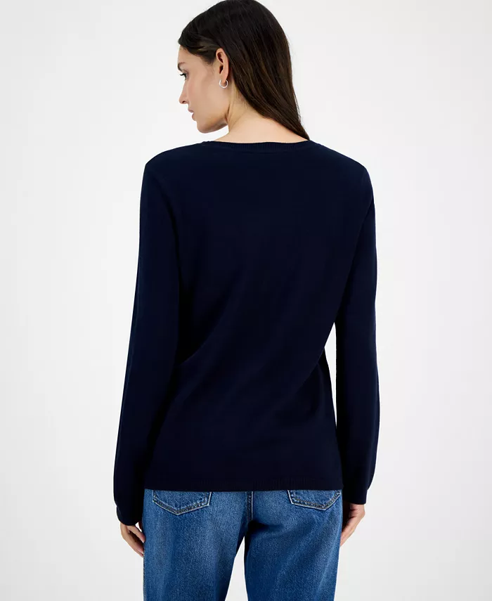 Nautica Women's Cotton Jacquard-Bow Sweater - thumbnail 4