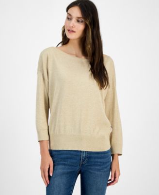 Women's Boat-Neck Dolman Shimmer Sweater 