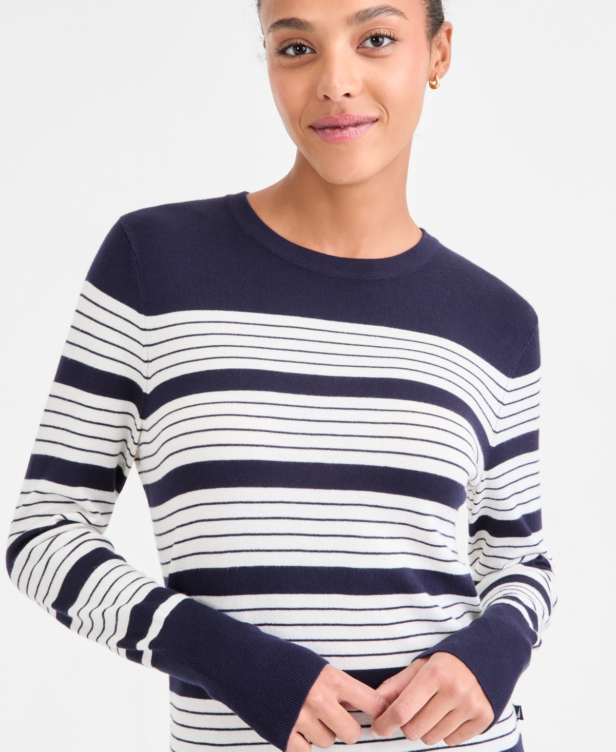 Nautica Jeans Women's Mixed Stripe Crewneck Sweater In Multi