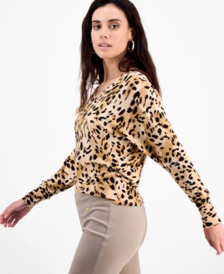 - Aug '25 Hero Look - Petite Animal-Print Double-V-Neck Top & Mid-Rise Bootcut Pants