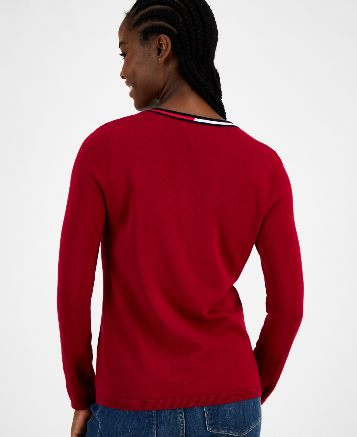 Tommy Hilfiger Women's Cotton V-Neck Sweater