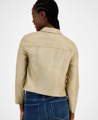 Women's Foil Cropped Trucker Jacket 