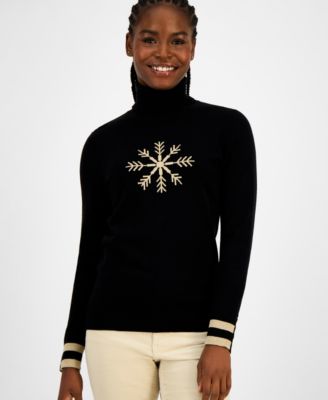 Tommy Hilfiger - Women's Cotton Snowflake Turtleneck Sweater