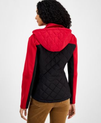 Women's Colorblocked Quilted Scuba-Trim Jacket 