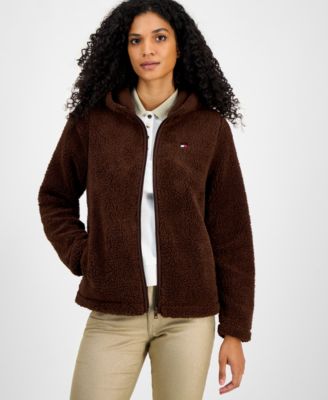 Women's Zip-Front Long-Sleeve Sherpa Jacket 