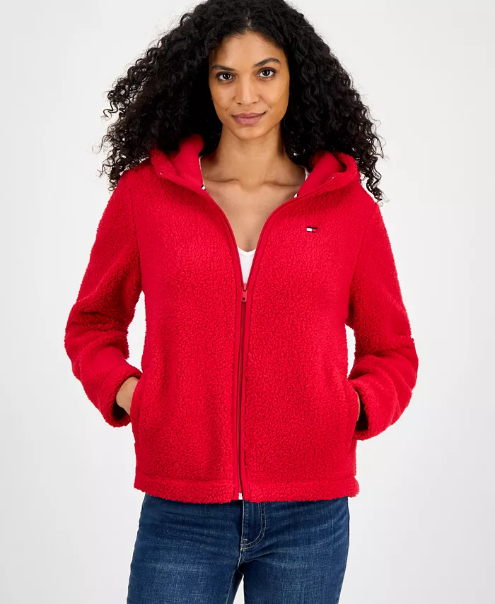 Women's Zip-Front Long-Sleeve Sherpa Jacket