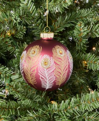 Berry Tones Peacock Feather Ball Ornament, Macy's Exclusive