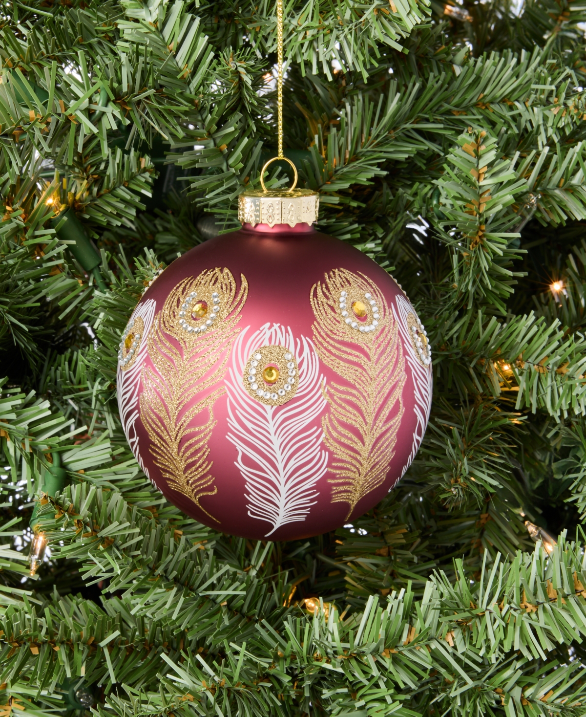 Holiday Lane Berry Tones Peacock Feather Ball Ornament, Macy's Exclusive In Multi