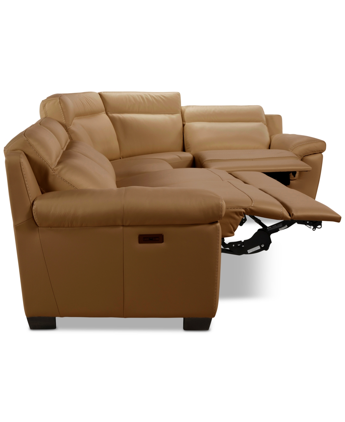 Macy's Julius Ii 5-pc. Leather L Sectional With 3 Power Recliners,  Exclusive In Brown