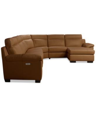 Julius II 6-Pc. Leather Chaise Sectional with 1 Power Recliner