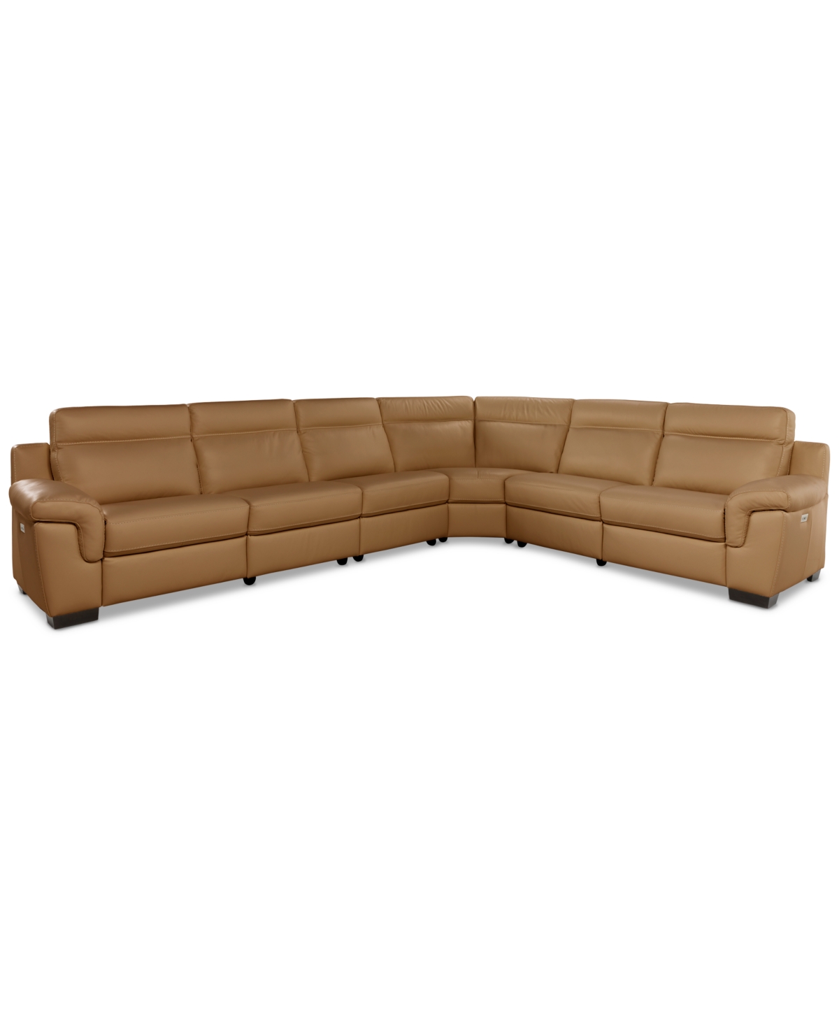 Macy's Julius Ii 6-pc. Leather L Sectional With 2 Power Recliners,  Exclusive In Brown