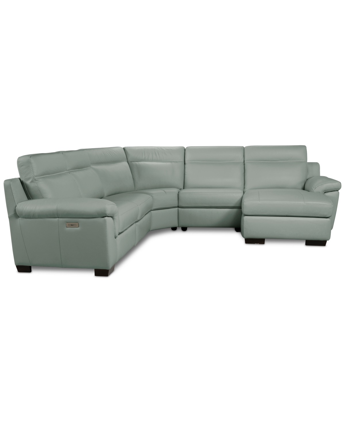Macy's Julius Ii 5-pc. Leather Chaise Sectional With 2 Power Recliners,  Exclusive In Gray