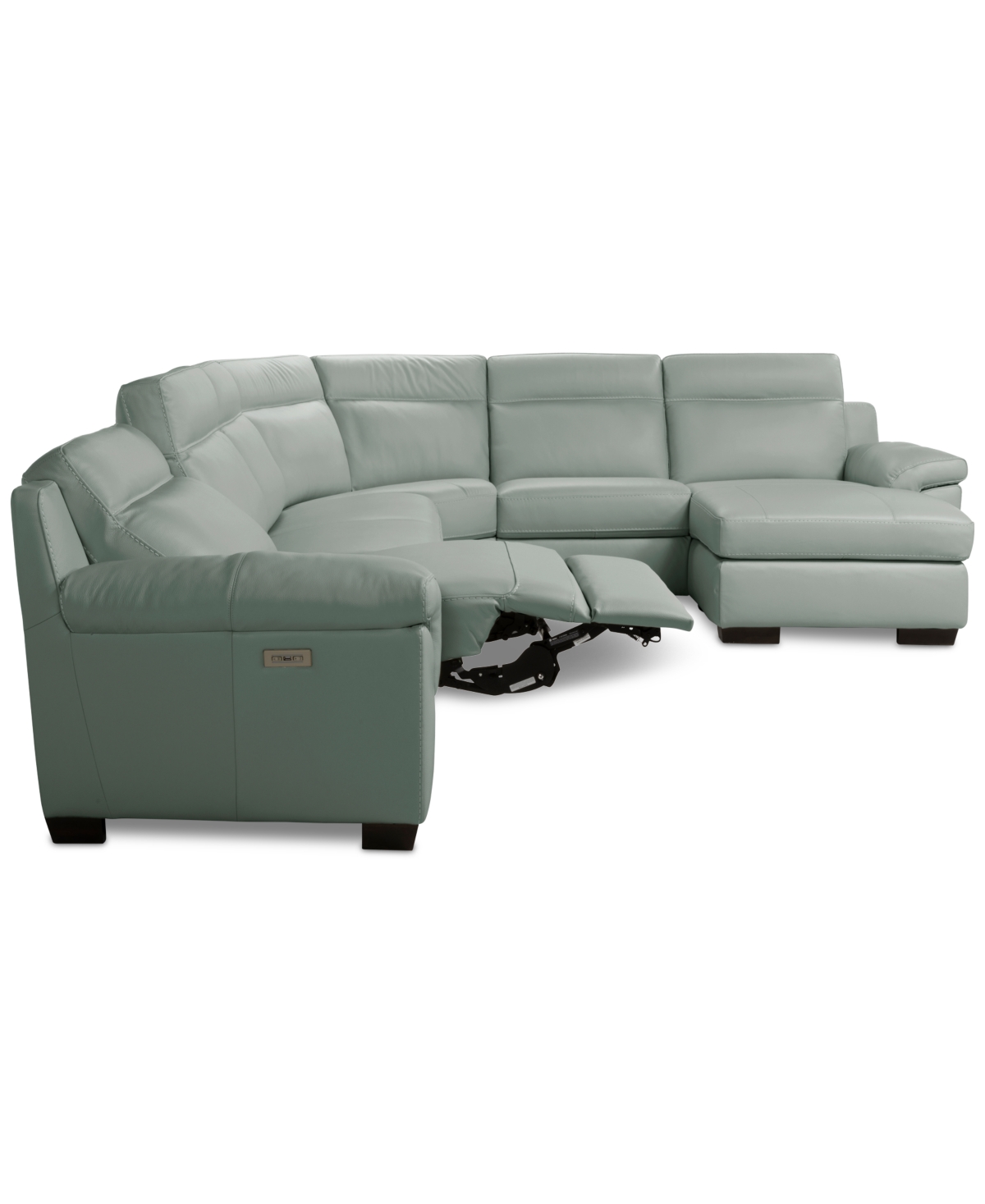 Macy's Julius Ii 6-pc. Leather Chaise Sectional With 1 Power Recliner,  Exclusive In Gray
