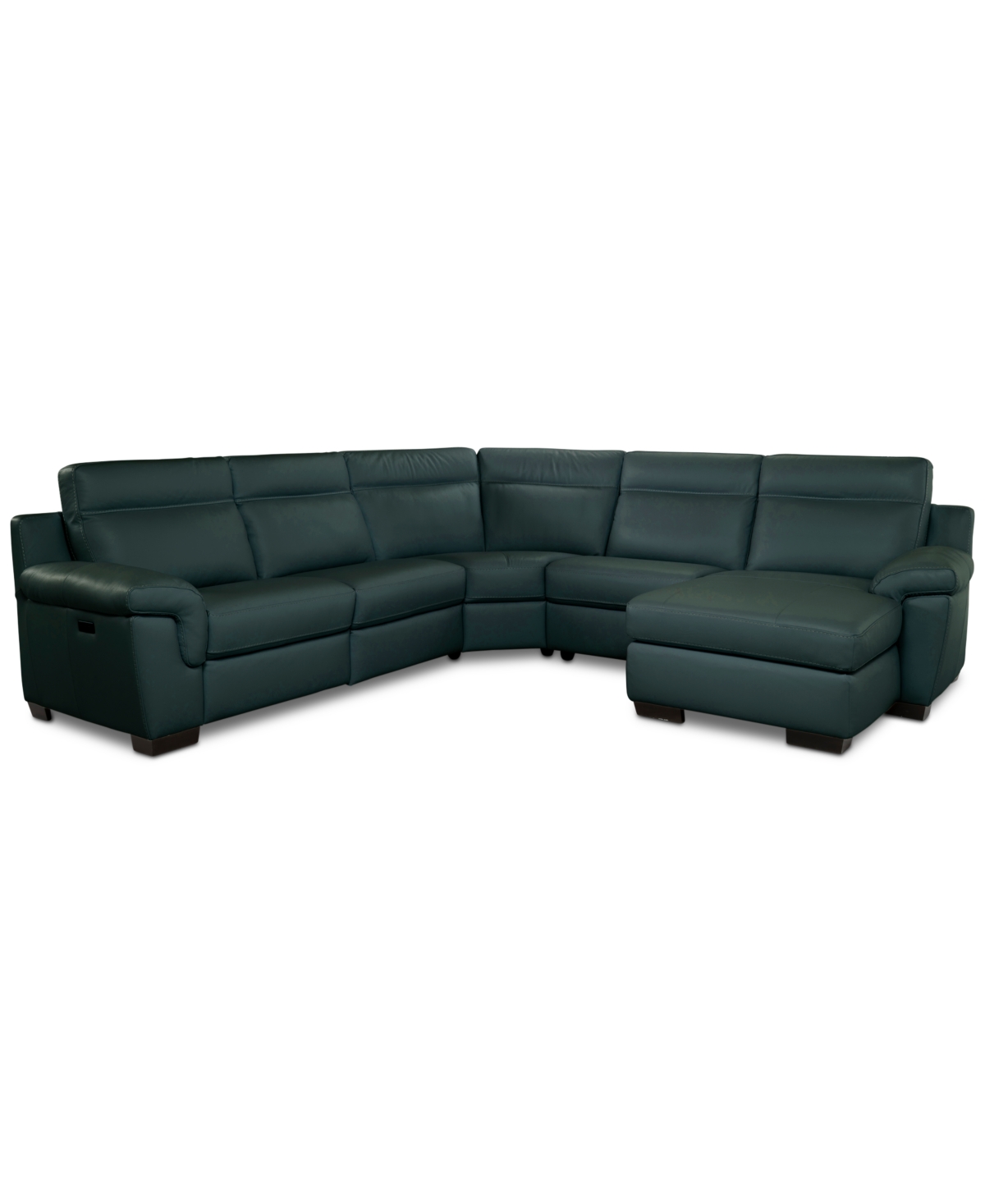 Macy's Julius Ii 5-pc. Leather Chaise Sectional With 2 Power Recliners,  Exclusive In Blue