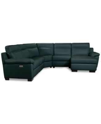Julius II 5-Pc. Leather Chaise Sectional with 2 Power Recliners, Macy's Exclusive
