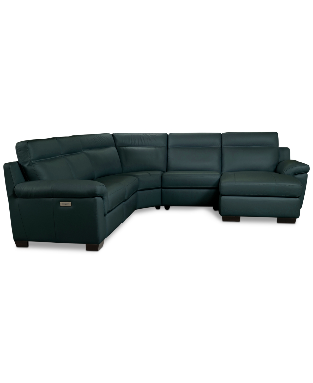 Macy's Julius Ii 5-pc. Leather Chaise Sectional With 2 Power Recliners,  Exclusive In Blue