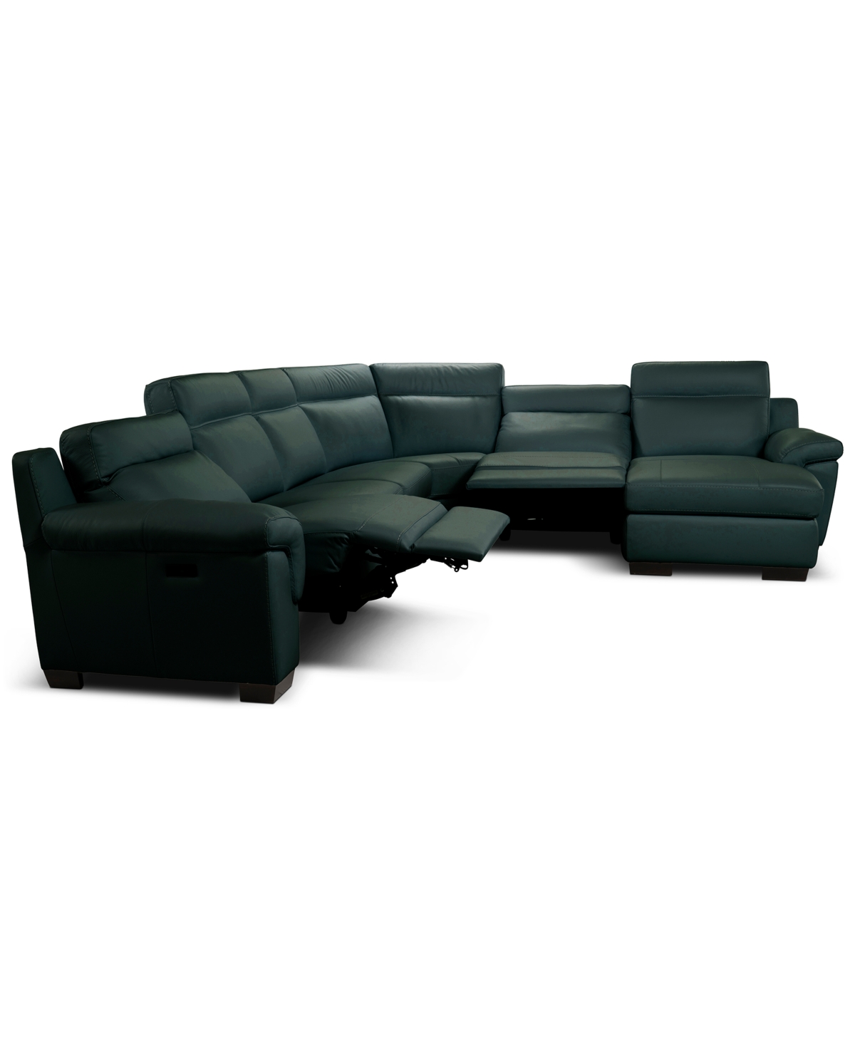 Macy's Julius Ii 6-pc. Leather Chaise Sectional With 2 Power Recliners,  Exclusive In Blue