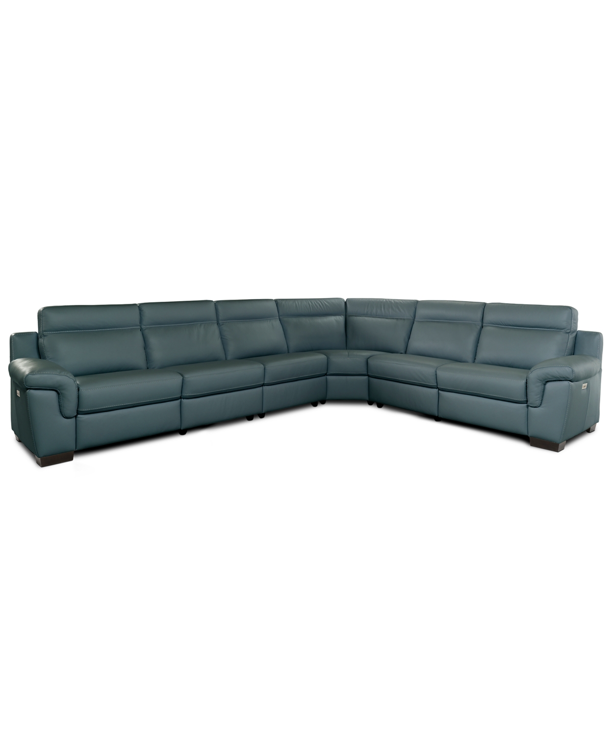 Macy's Julius Ii 6-pc. Leather L Sectional With 2 Power Recliners,  Exclusive In Blue