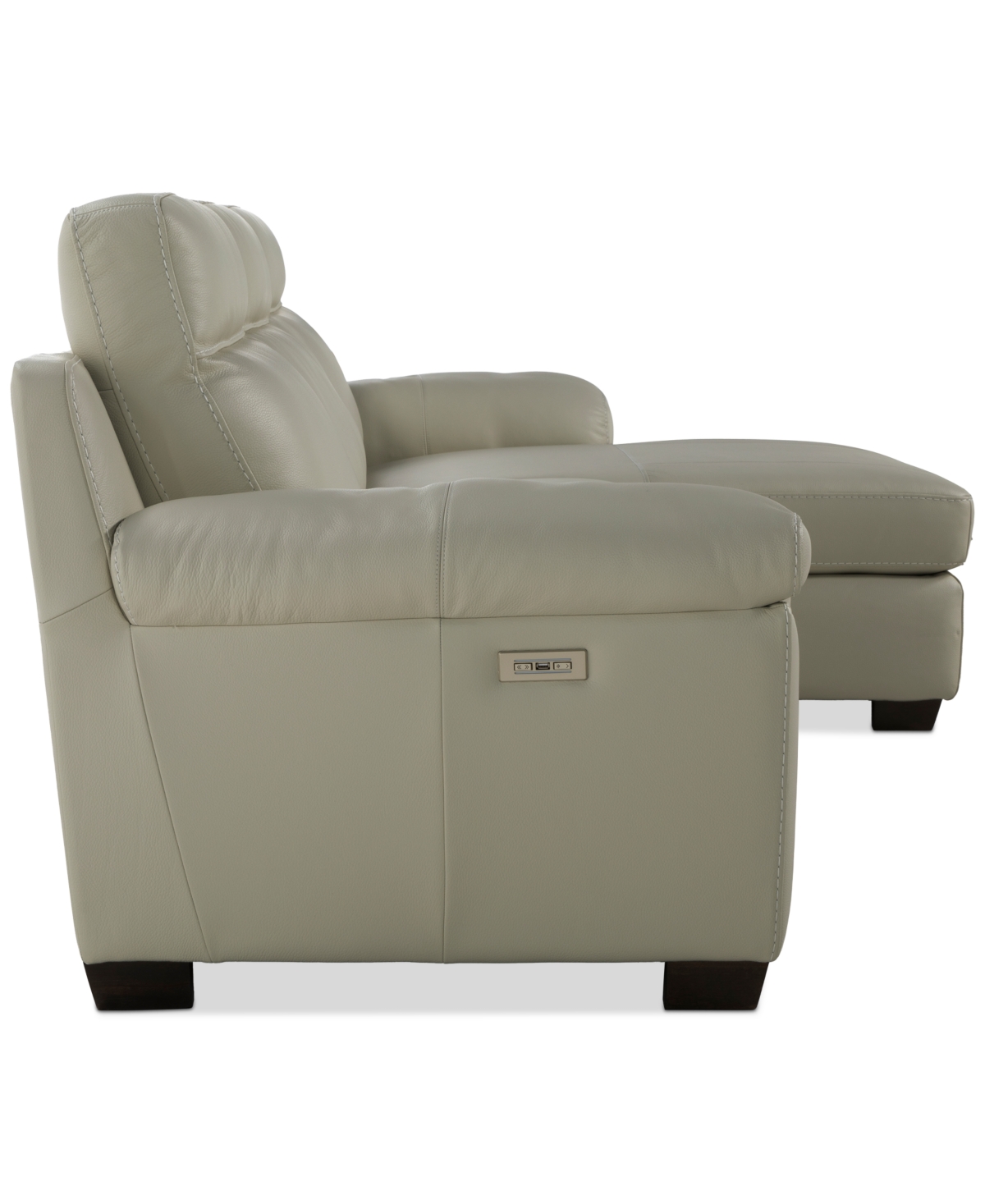 Macy's Julius Ii 3-pc. Leather Chaise Sectional With 2 Power Recliners,  Exclusive In White
