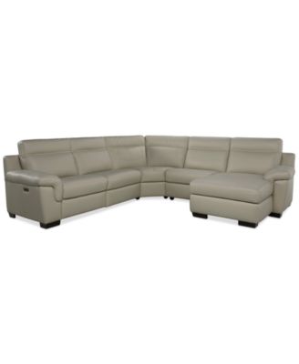 Furniture - Julius II 5-Pc. Leather Chaise Sectional with 2 Power Recliners