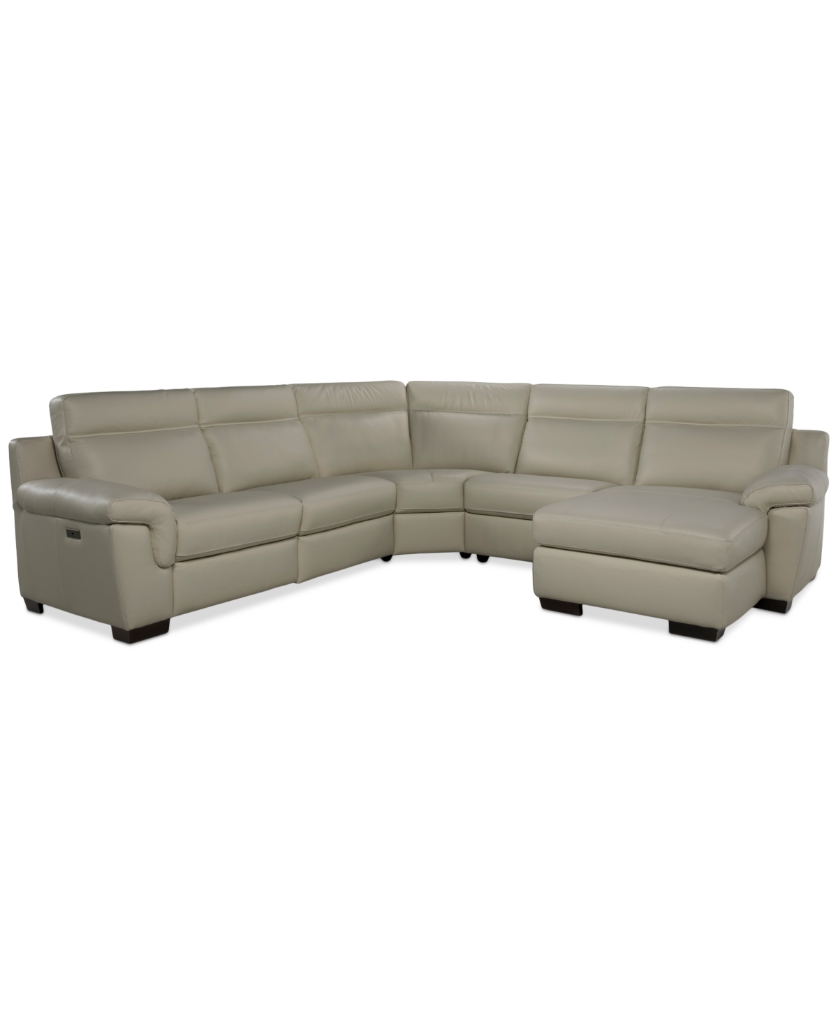 Macy's Julius Ii 5-pc. Leather Chaise Sectional With 2 Power Recliners,  Exclusive In White