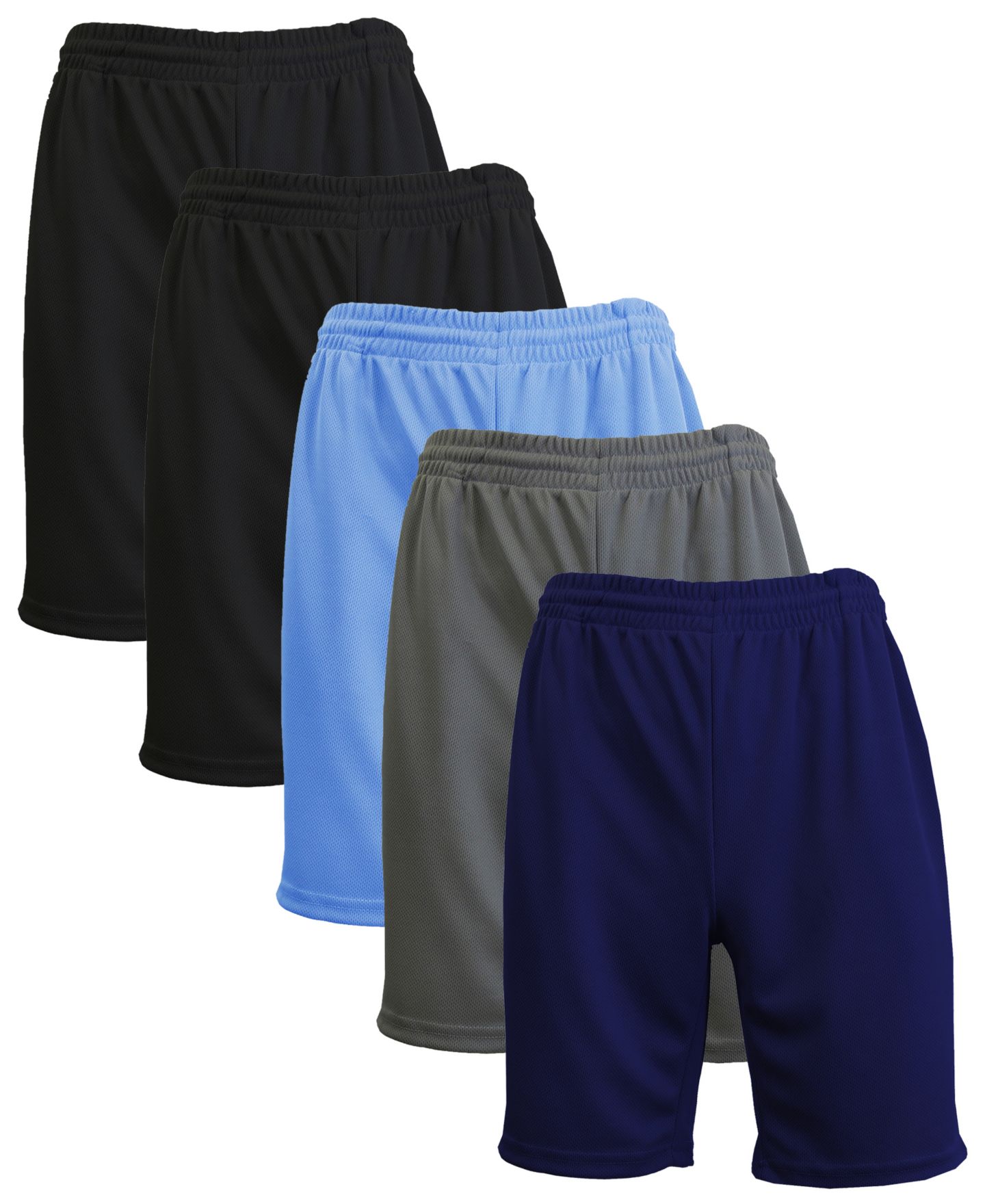 Мужские шорты Galaxy By Harvic 5-Pack Lightweight Breathable Moisture Wicking Mesh, цвет: Чёрный / Синий, вариант 1 — фото 2