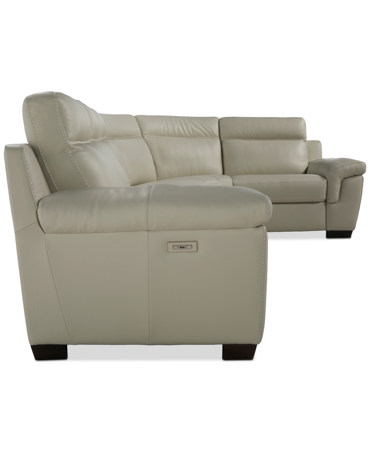 Macy's Julius Ii 5-pc. Leather L Sectional With 2 Power Recliners,  Exclusive In White