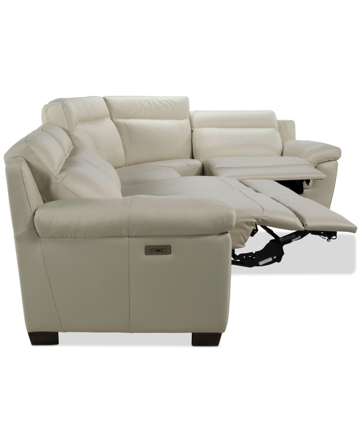 Macy's Julius Ii 5-pc. Leather L Sectional With 3 Power Recliners,  Exclusive In White