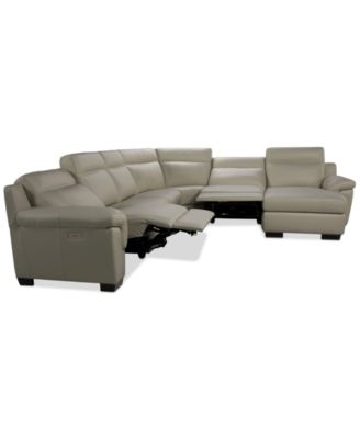 Julius II 6-Pc. Leather Chaise Sectional with 2 Power Recliners, Macy's Exclusive