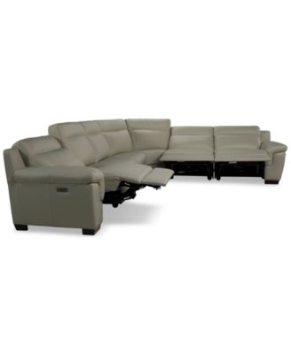Julius II 6-Pc. Leather L Sectional with 3 Power Recliners, Macy's Exclusive