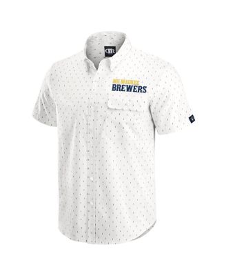 Darius Rucker Collection by Men's Cream Milwaukee Brewers Printed Button-Down Shirt