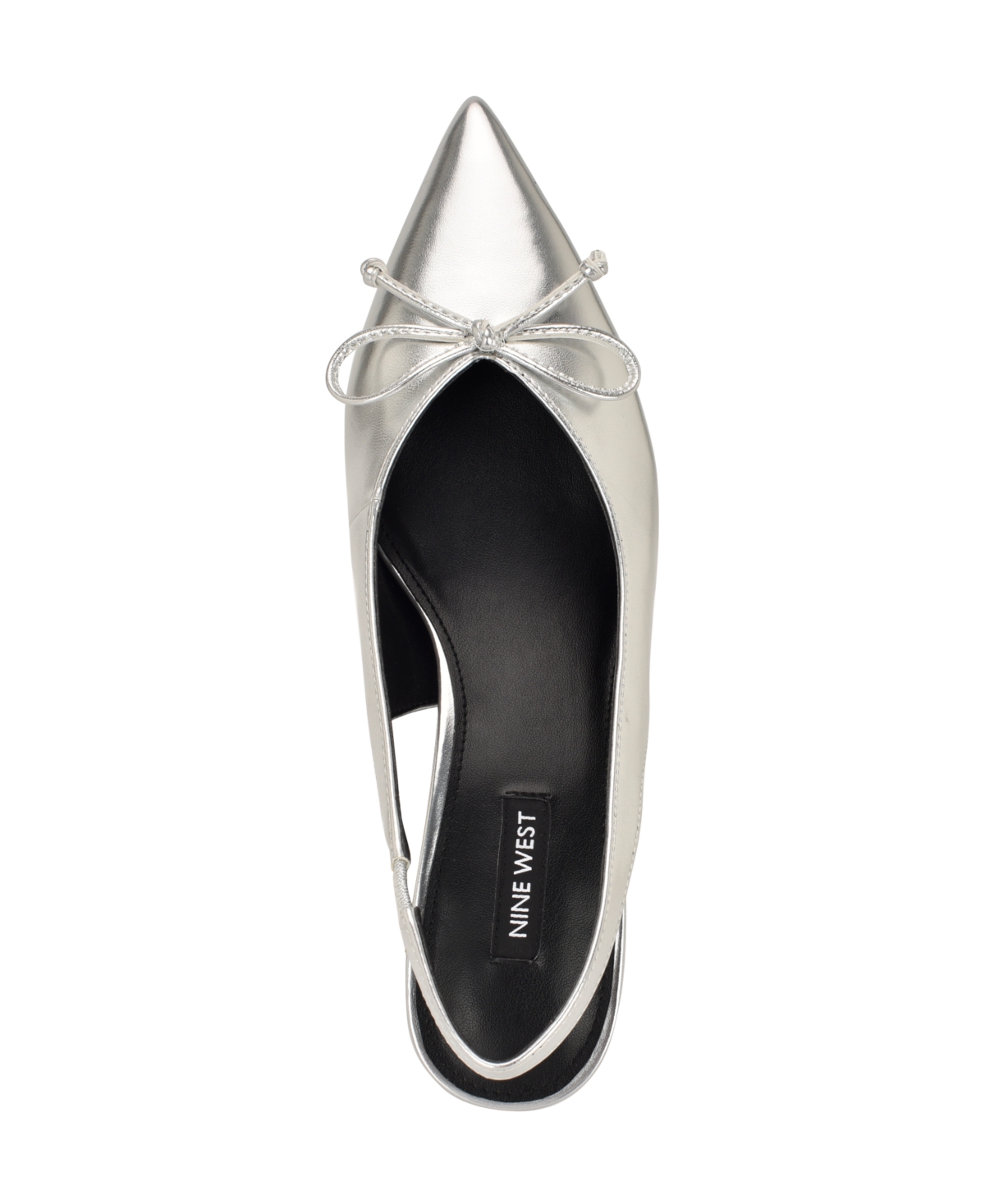 Nine West Evaa Slingback Pointed Toe Kitten Heel Pump In Silver