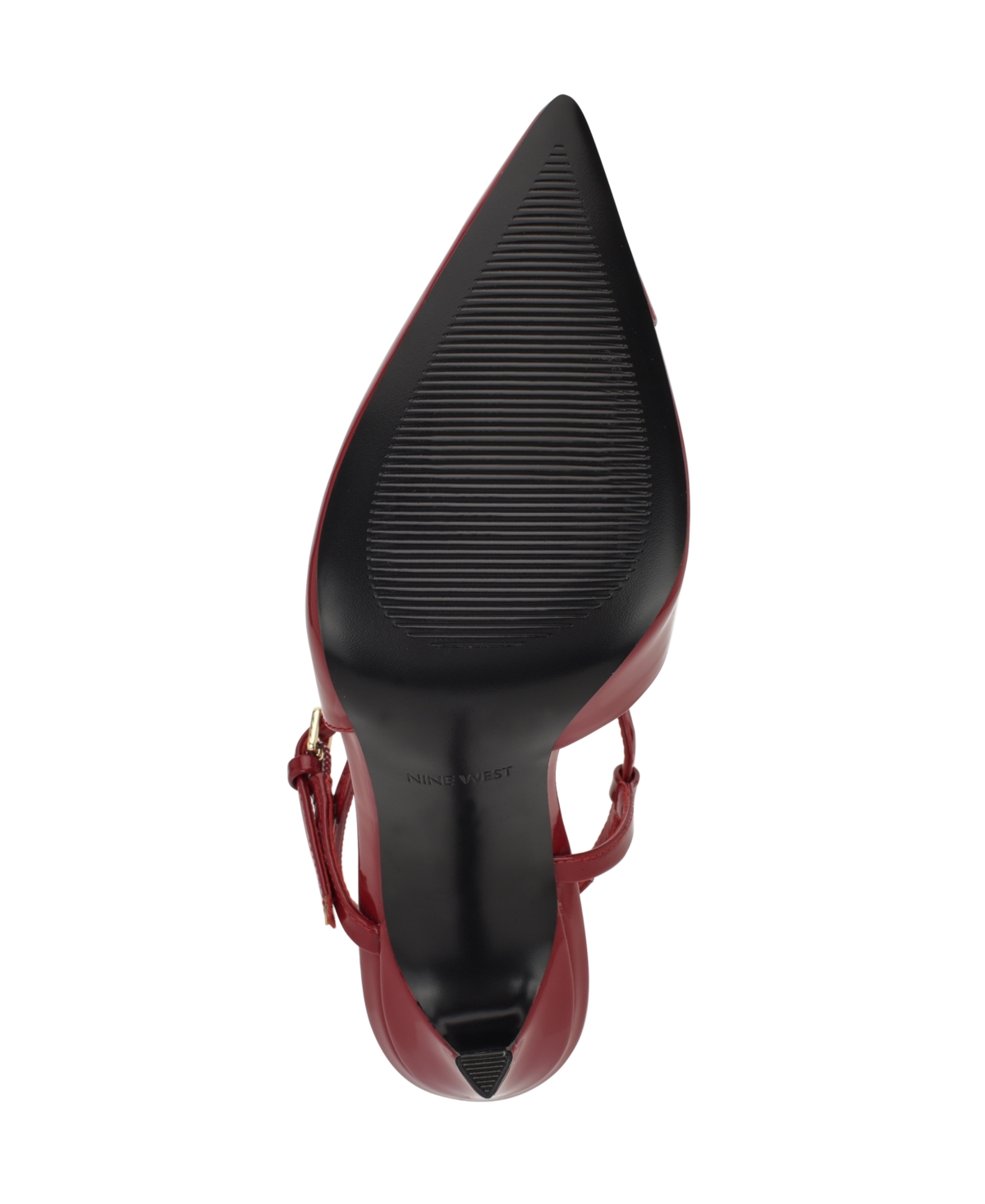 Nine West Franka Ankle Strap Pointed Toe Pump In Red