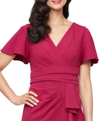 Women's Short-Sleeve Surplice A-Line Dress